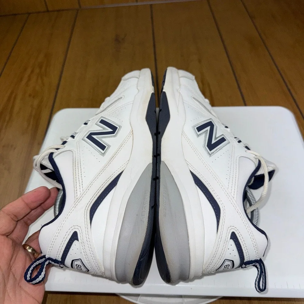New Balance 608v5 Mens White Navy Leather Training Shoes MX608WN5 Size 10